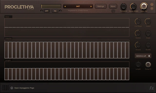 Proclethya arpeggiator controls